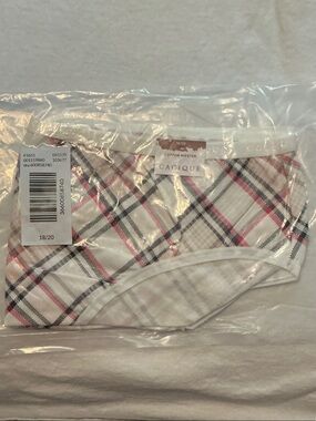 Cacique Plaid Cotton Hipster Panty in White, Pink & Black